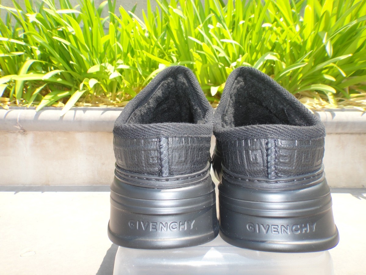 Givenchy Winter Mallow Slip on, Platform Embossed Black Leather