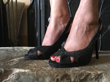 Bakers Black Mandy 4" High Heel Open Toe Slingback Sandal Womens Sze 7M Footwear