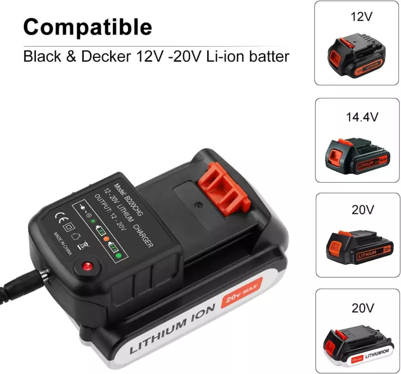 20V Lithium Battery Charger for Black and Decker Lbxr20