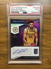 2019-20 Donruss Elite Goga Bitadze Pen Pals Purple RC Auto /25 Pacers PSA 9