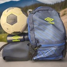 Umbro Soccer Backpack With Soccer Ball & Water Bottle Color Blue Kids Size 4