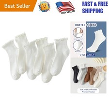 6 Pairs of Women's Cute Ruffle Ankle Socks - Elegant Breathable Comfort