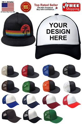 Design Your Custom Image Logo Photo Text Trucker Hat Cap, Adjustable Hat