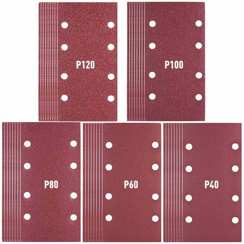 50 pz carta abrasiva 185 mm x 93 mm velcro dischi abrasivi levigatrice multipla - Foto 11 di 13