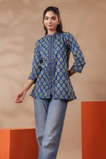 Indian Women Cotton kurti Top Floral Printed Kurta Tunic Hand block print top