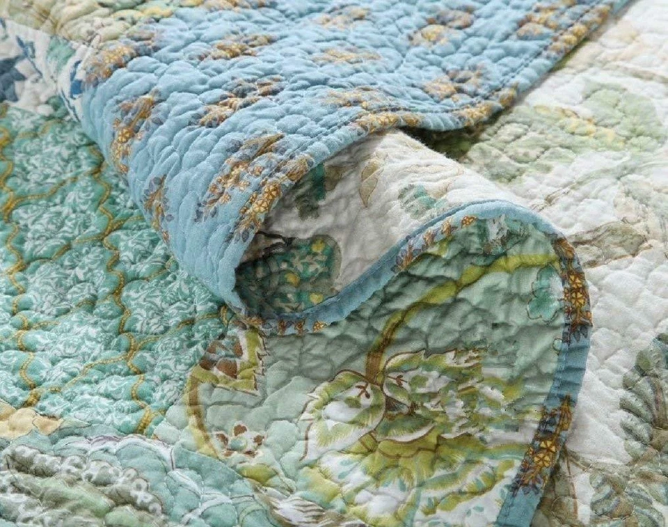 HERMOSO JUEGO DE EDREDONES DE PLAYA TROPICAL COSTERA VERDE AZULADO AZUL MARINO PALMERA AGUAMARINA Foto 4 de 4