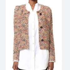 Iro Helga Bouclé Knit Blazer Jacket In Multi Color Beige Sz 8