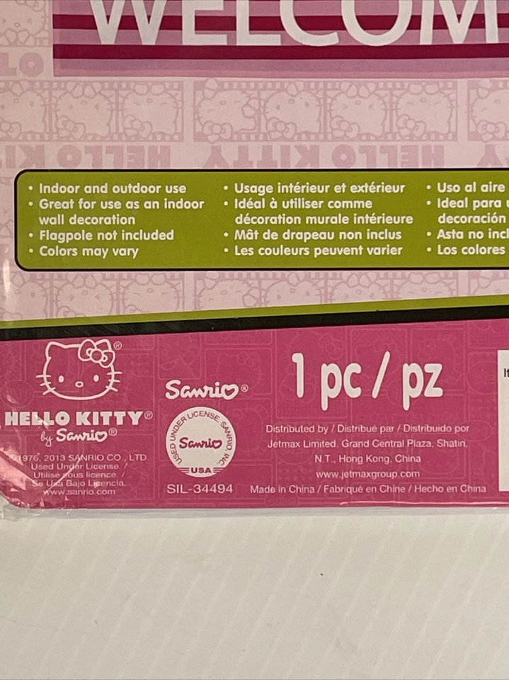 Bienvenida Casa Hello Kitty Bandera Rosa 28" 40" Grande Porche Decoración Manzanas Sanrio Foto 4 de 4