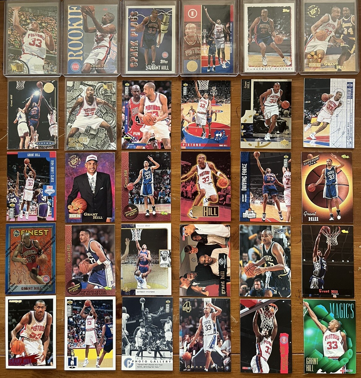 Grant Hill 30 Card lot RC Mostly all Rookie and 2nd year Detroit Pistons
