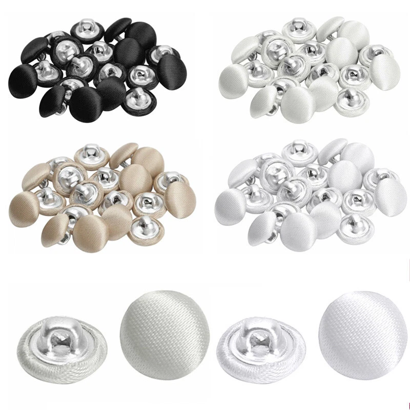 20 Count 10mm Elegant Tuxedo Buttons Satin Covered Shank Buttons Bridal Buttons - Image 2 of 2