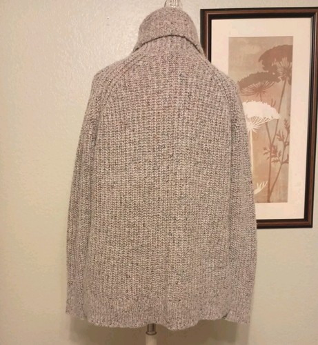 Madewell Size M Color Fleck Sweater Ribbed Turtle Neck Oatmeal Silk Wool Nylon - Picture 2 of 11
