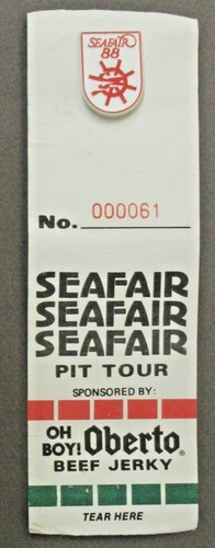 1988 SEATTLE SEAFAIR Skipper Tack Pin & Pit Tour Ticket Wasserflugzeug Boot Rennen - Bild 1 von 4