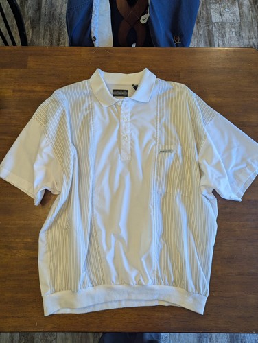Vintage Members Only White 1/4 Button Up Shirt Men Elastic Sides Size Large XL - Picture 1 of 3