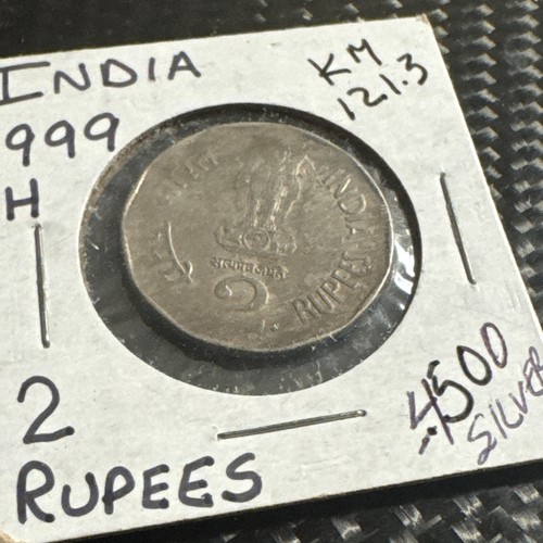 1999 (H) India 2 Rupees (National Integration) RARE WORLD COIN - Bin 3 - Picture 2 of 6