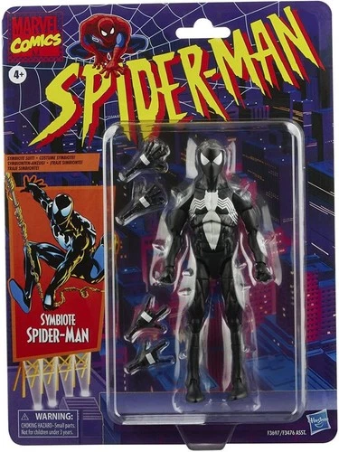 Marvel Legends Spider-Man Black Symbiote Suit Retro Card Action Figure