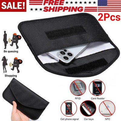 2Pack Faraday Bag RFID Signal Blocking Shielding Pouch Cell Phone Wallet Blocker
