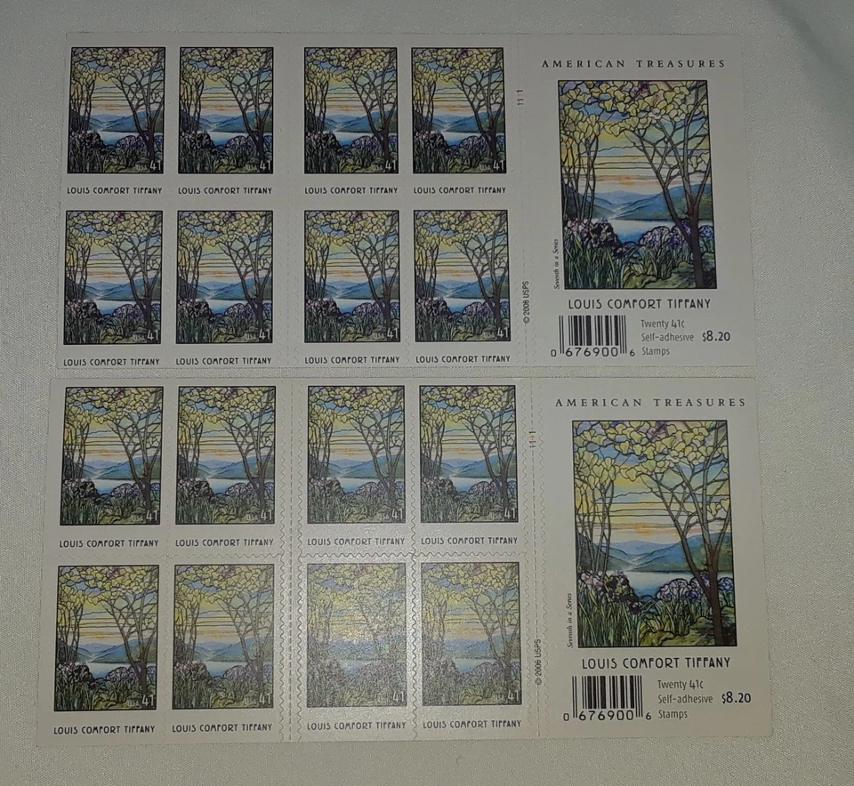 Two Booklets x 20 = 40 of LOUIS COMFORT TIFFANY 41¢ US Postage Stamps. USA 4165a - Image 4 of 4