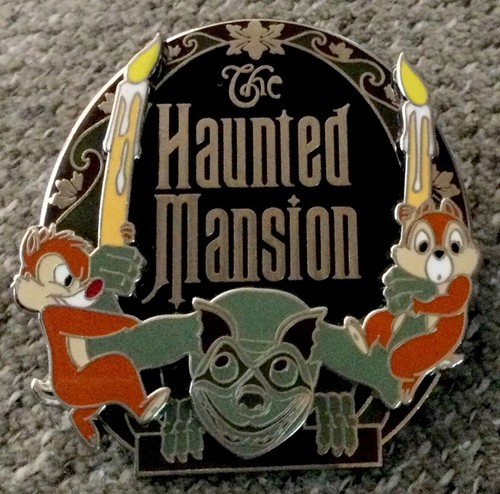 Disney Haunted Mansion Pin ~ Chip and Dale on Gargoyle Slider