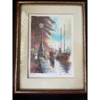 John Speirs London Along the Thames Signed Limited Edition Lithograph 1979
