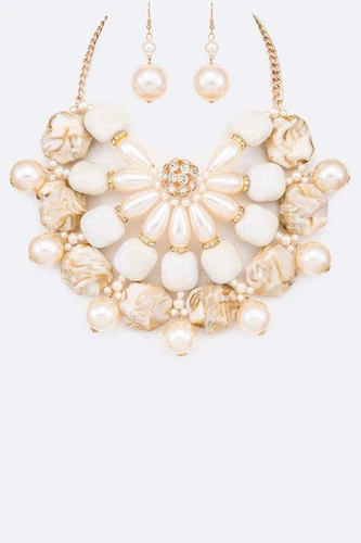 OFF WHITE Set collana dichiarazione pietre resina perle