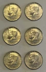 1966-68 Kennedy Half Dollar lot of 6. 40% silver Coins. 1963 X3, 67 & 1968 D x2.
