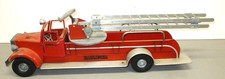 VINTAGE 1950s PRESSED STEEL/CAST SMITH MILLER L.A.F.D. AERIAL LADDER FIRE TRUCK