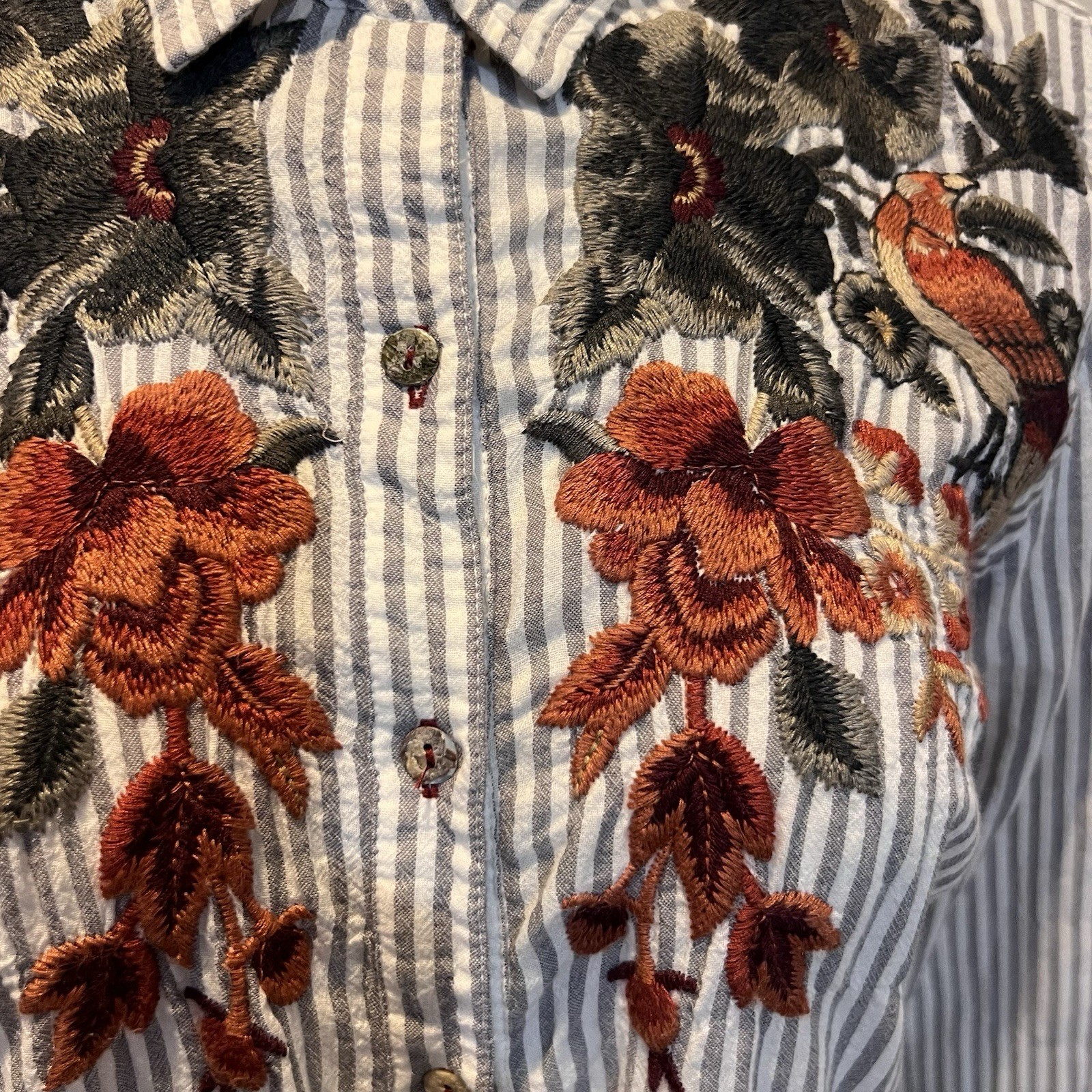 Johnny Was Workshop Embroidered Button Down Shirt… - image 2