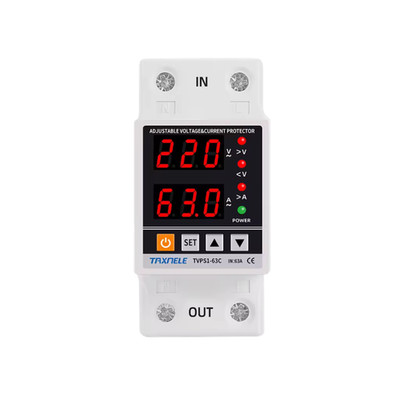 110V 63A Adjustable Voltage Protector Over Under Voltage Relay DIN Rail 50/60Hz 