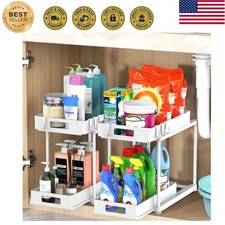 Effortless Organization: 2-Pack Under Sink 2-Tier Storage with Sliding Drawers