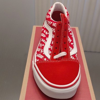 VANS Old Skool Red/White Logo Low Top Lace Up Sneakers VN0A4U3BW35
