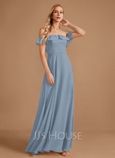 Dusty Blue Formal Dress Women's Long Prom Bridesmaid Wedding Gown Size 12 NWT