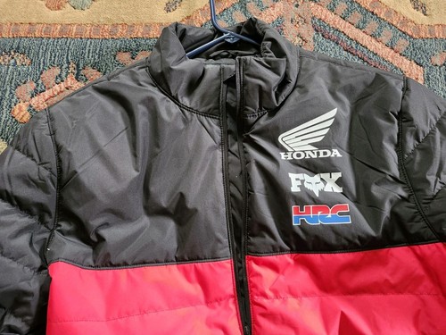 Honda Howell Hooded Puffy Jacket By Fox Racing Size XL Flame Red Polyester - Picture 2 of 7