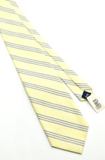 VTG NWT Polo Ralph Lauren Cotton Neck Tie Yellow Blue Repp Striped Made in USA