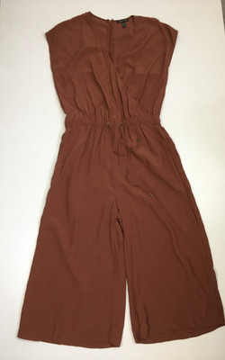 EILEEN FISHER Womens sz XS Brick/Brown Cropped Wide Leg Relaxed Fit Jumpsuit
