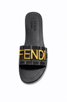 Black Pattern Luxury Slide Sandal Gold Letter Open Toe Women  display picture 2