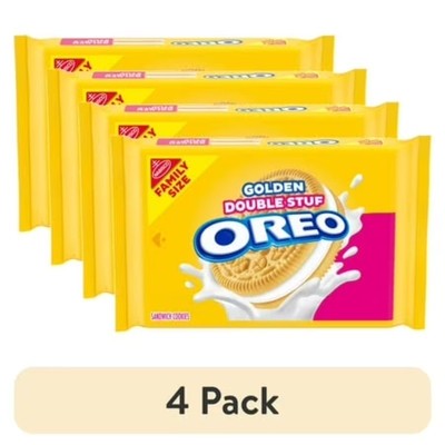 (4 pack) OREO Double Stuf Golden Sandwich Cookies, Family Size, 18.71 oz