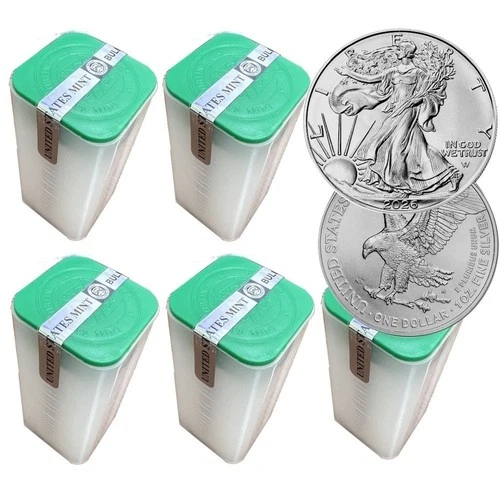 Lot of 100 - 2026 1 oz .999 Fine Silver American Eagle $1 Coin BU