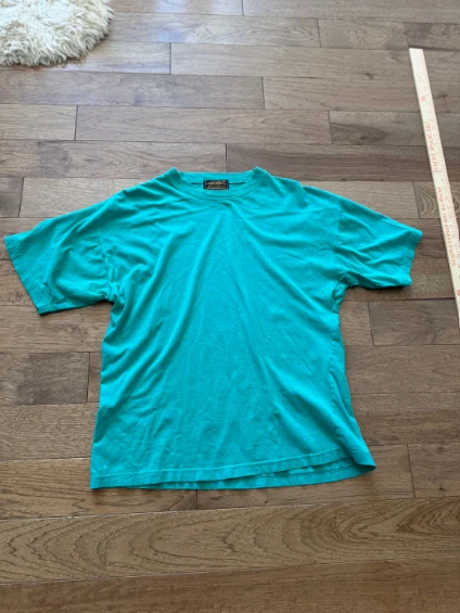 Vintage Eddie Bauer Blank Tee Medium Teal Made in Mauritius Green Sun Faded