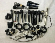 Lot of 16 Vintage Microphones Peavey Shure Realistic Samson Radioshack UNTESTED
