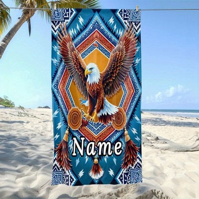 Personalized Indian-Style Eagle Beach Towel - Soft, Highly Absorbent Microfibe