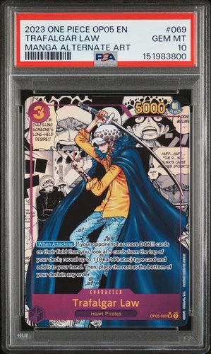 Trafalgar Law OP05-069 Manga English Alternate Art Foil PSA 10 One Piece CCG