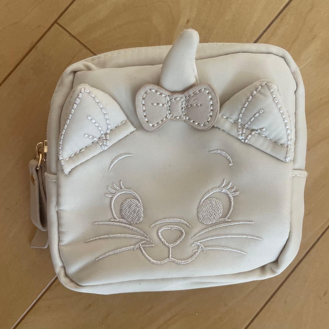 Disney Marie Cat Pouch Beige Polyester Used Stylish Disney Store