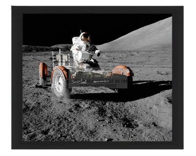 EUGENE A. CERNAN ON LUNAR ROVER LRV APOLLO 17 ASTRONAUT NASA 8X10 FRAMED PHOTO