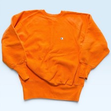 Champion Reverse Weave Sweatshirt Mens Medium Orange Fleece Crewneck USA