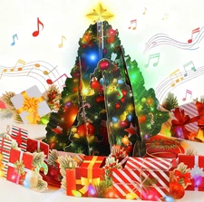 Pop Up Christmas Cards with Music & Lights, 3D Tree, Gifts Greeting Card