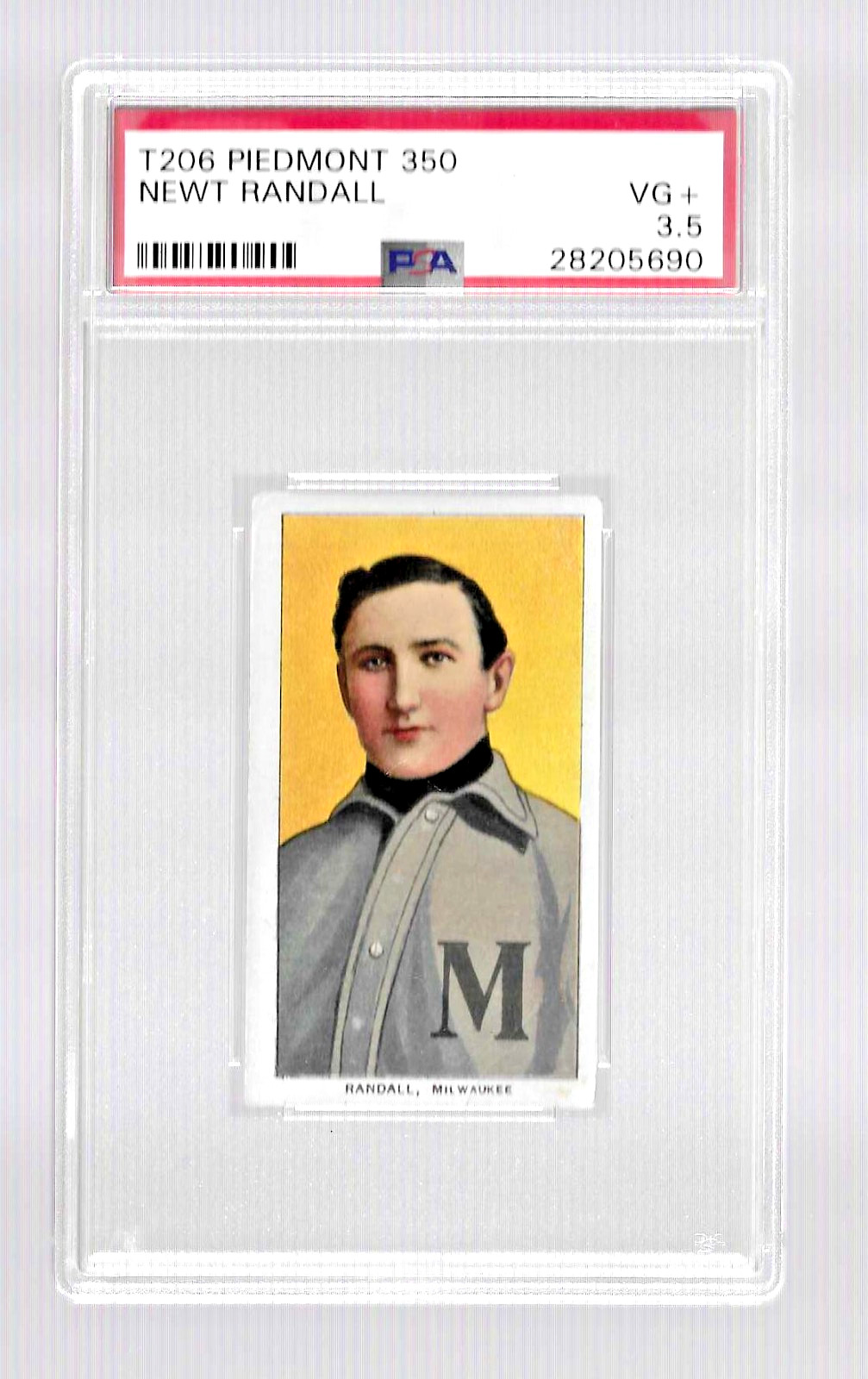 1909-1911 T206 PIEDMONT 350 TOBACCO BASEBALL CARD PSA 3.5 NEWT RANDALL BREWERS