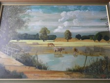 OIL PAINTING ON BOARD,LARGE 99CMS X70CMS BY 'EVANS 'SIGNED LOWER RIGHT.FRAMED.