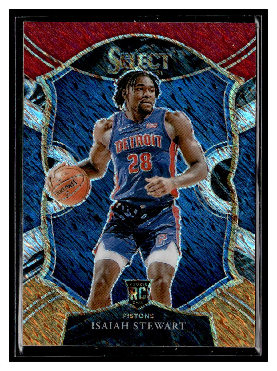2020-21 Panini Select #76 Isaiah Stewart Red White Orange Shimmer RC Pistons
