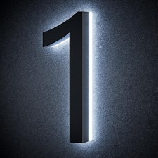 9 Inch Backlit House Numbers for Outside, Stainless Steel, LED Illuminated Ho...