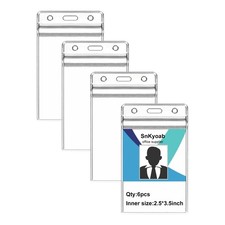 Clear Plastic Vertical Name Badge ID Card Holders Office & School Supplies